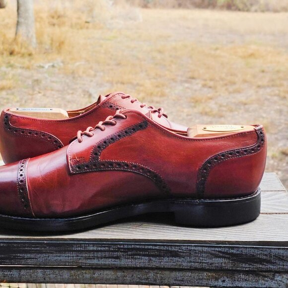 Allen Edmonds 9.5-D Comfort Orthotic Burnished Brown Leather Brogue Derby Cap To main image 13